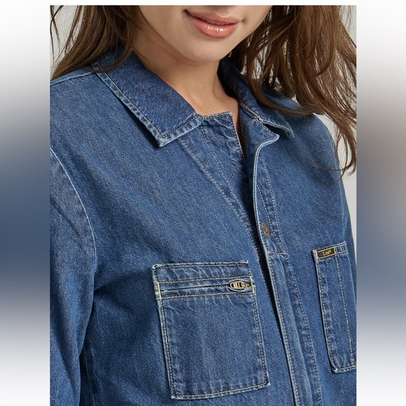 FREE PEOPLE LEE UNION-ALLS RETRO DENIM JEAN UTILITY JUMPSUIT ROMPER COVERALL XS - Picture 11 of 16